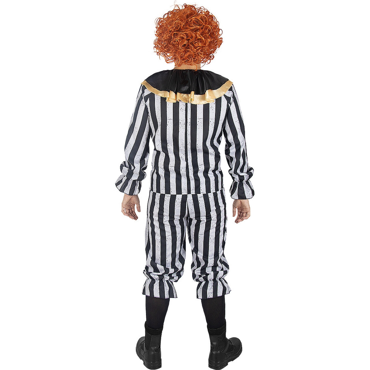 Op deze afbeelding zie je een Kostuums, van het merk Funidelia. Ready To Strike Stripe Clown Man Kostuum