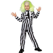 Op deze afbeelding zie je een Kostuums, van het merk Funidelia. Beetlejuice Striped Suit Kind Kostuum
