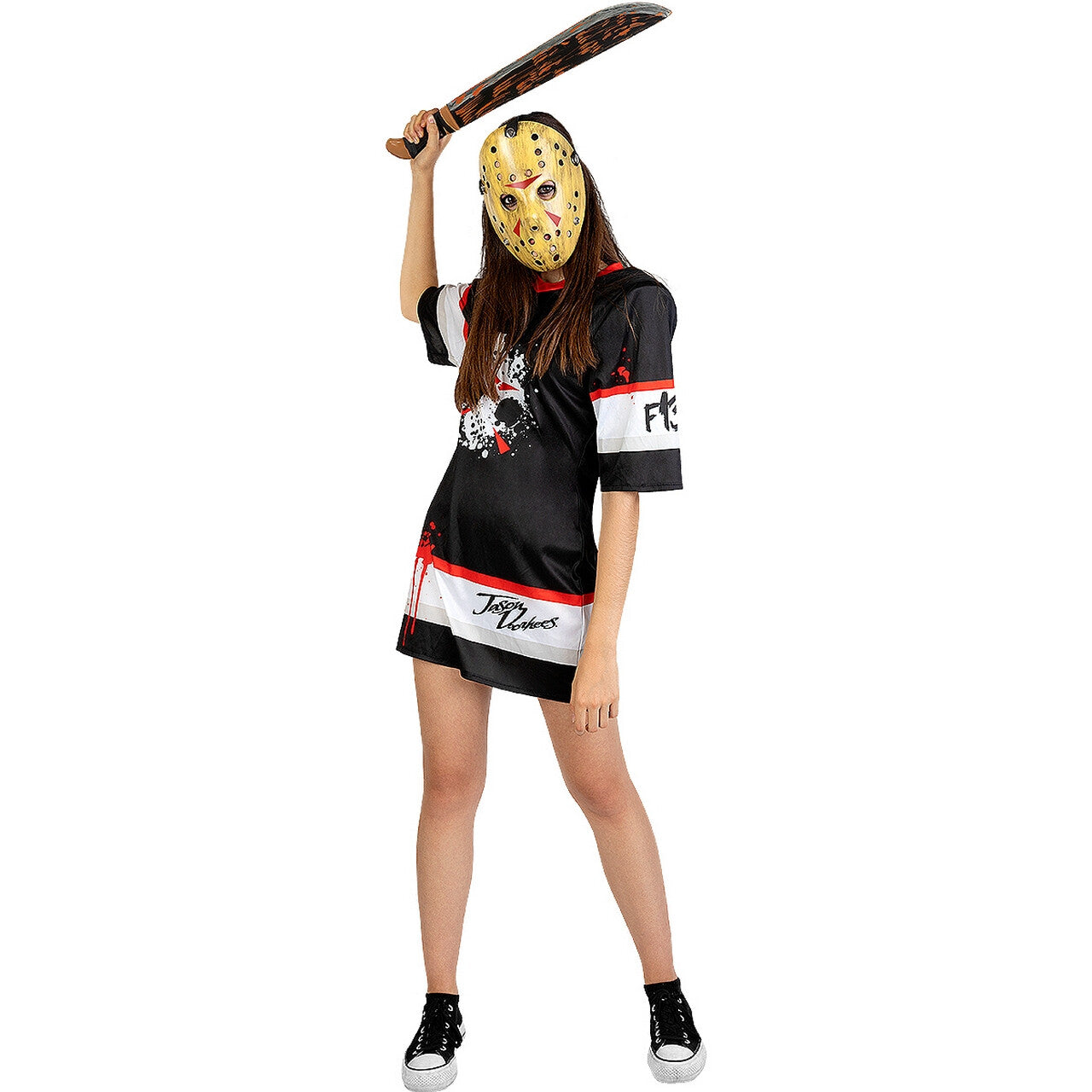 Op deze afbeelding zie je een Kostuums, van het merk Funidelia. Friday The 13th Jason Hockey Vrouw Kostuum