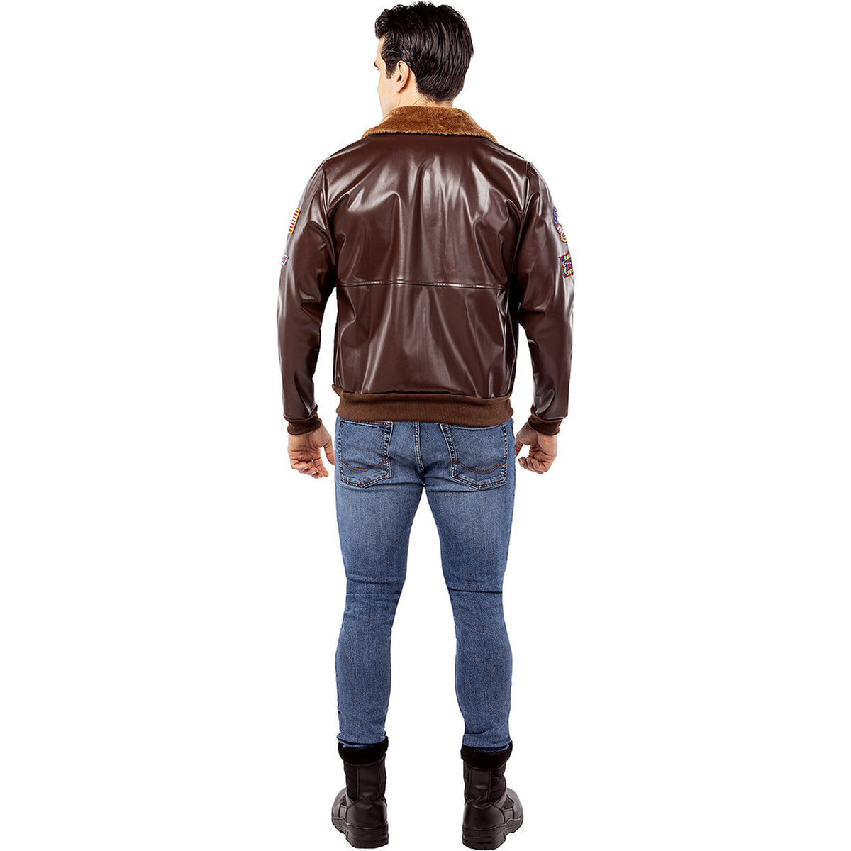 Op deze afbeelding zie je een Kostuums, van het merk Funidelia. Stoere Bruine Top Gun Aviator Jas Man