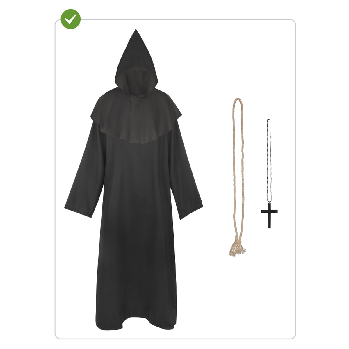 Op deze afbeelding zie je een Kostuums, van het merk Funidelia. Deluxe Zwarte Monnik Unisex Kostuum