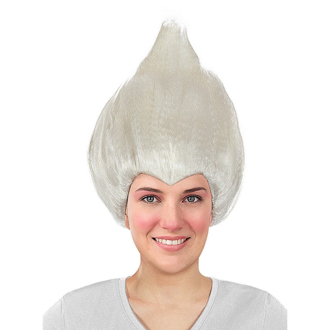 Op deze afbeelding zie je een Accessoires, van het merk Funidelia. Pruik Wit Trolls