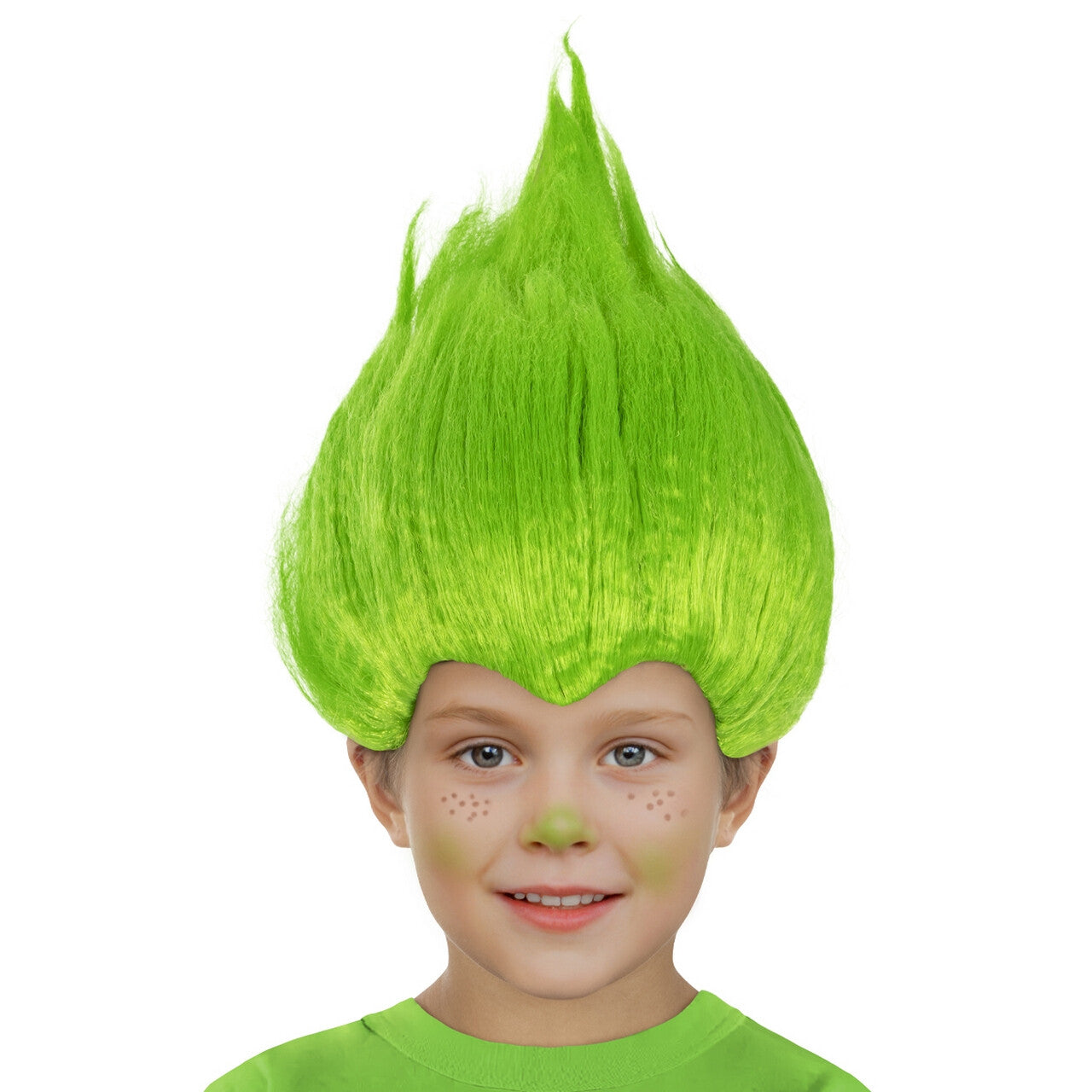 Op deze afbeelding zie je een Accessoires, van het merk Funidelia. Groene Pruik Lucky Trolls