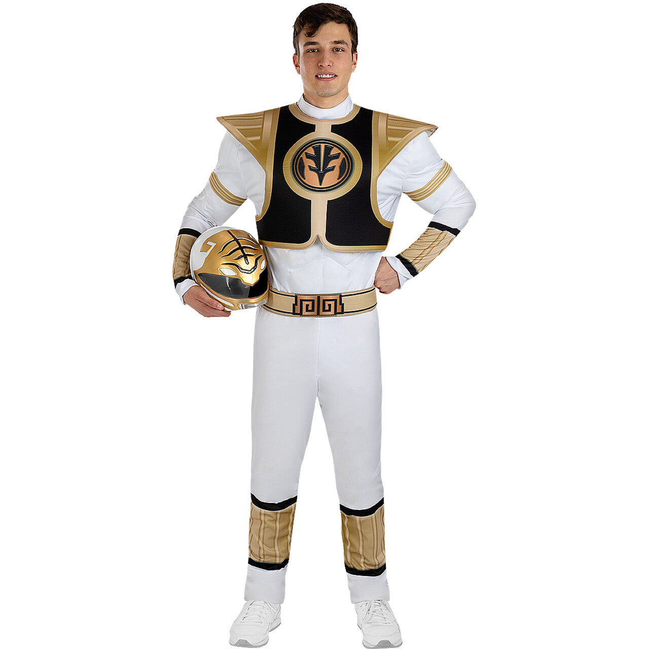 Op deze afbeelding zie je een Kostuums, van het merk Funidelia. Tommy Witte Moedige Power Ranger Man Kostuum
