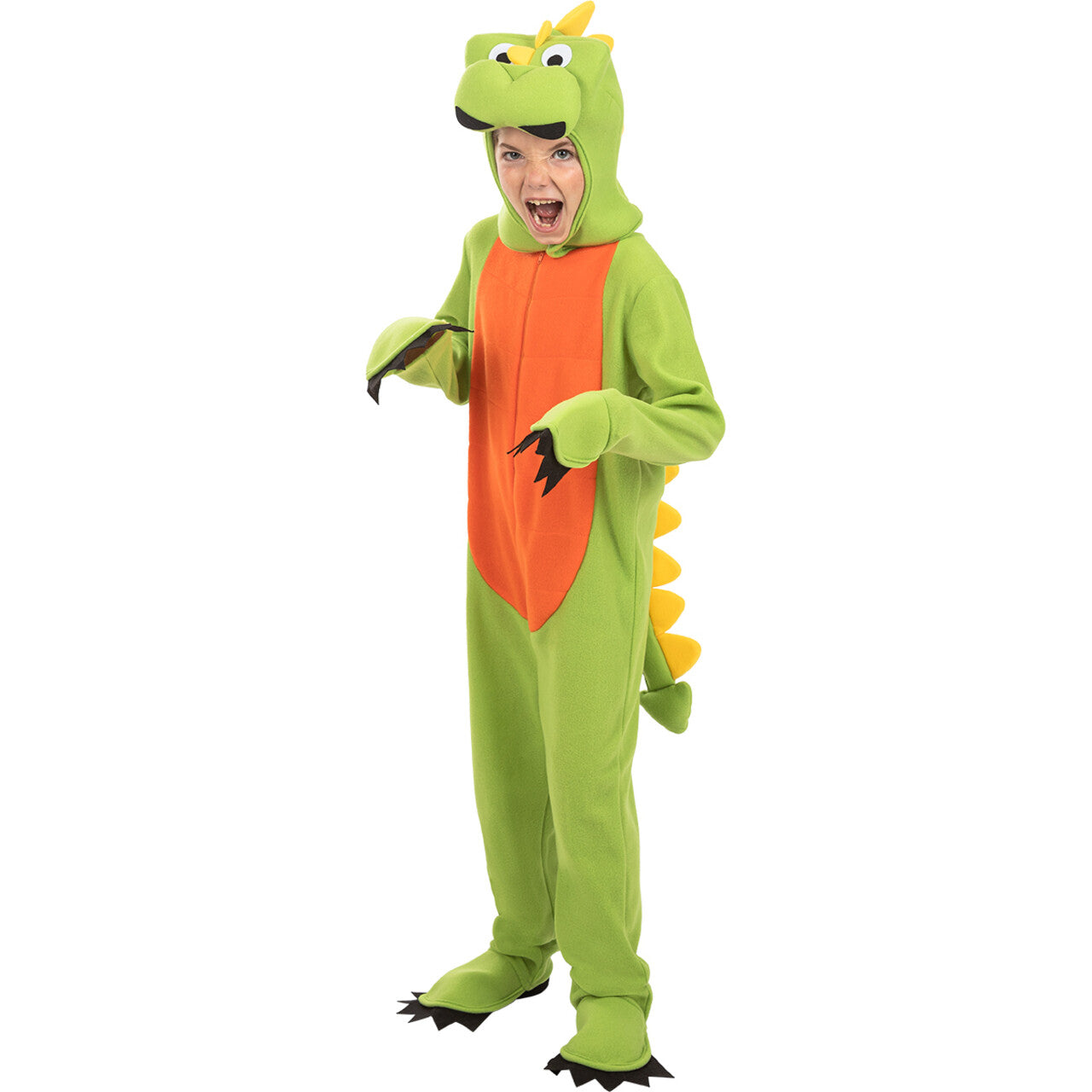 Op deze afbeelding zie je een Kostuums, van het merk Funidelia. Gino De Groene Dino Kind Kind Kostuum