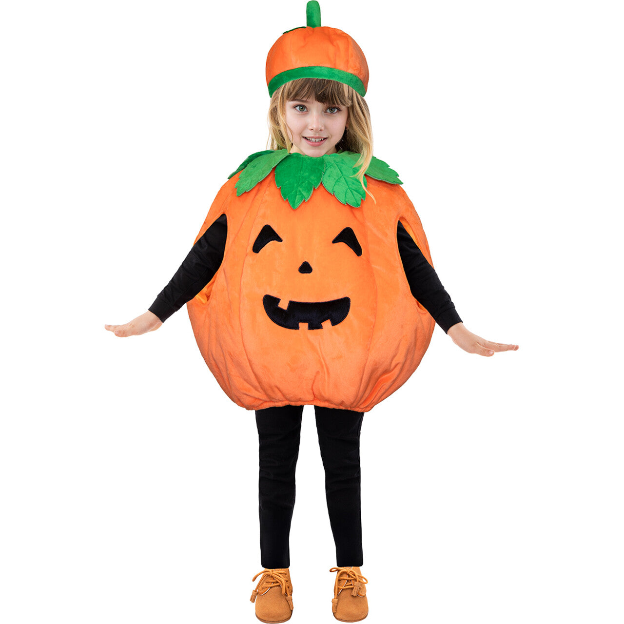 Op deze afbeelding zie je een Kostuums, van het merk Funidelia. Bolle Lachende Pompoen Kind Kostuum