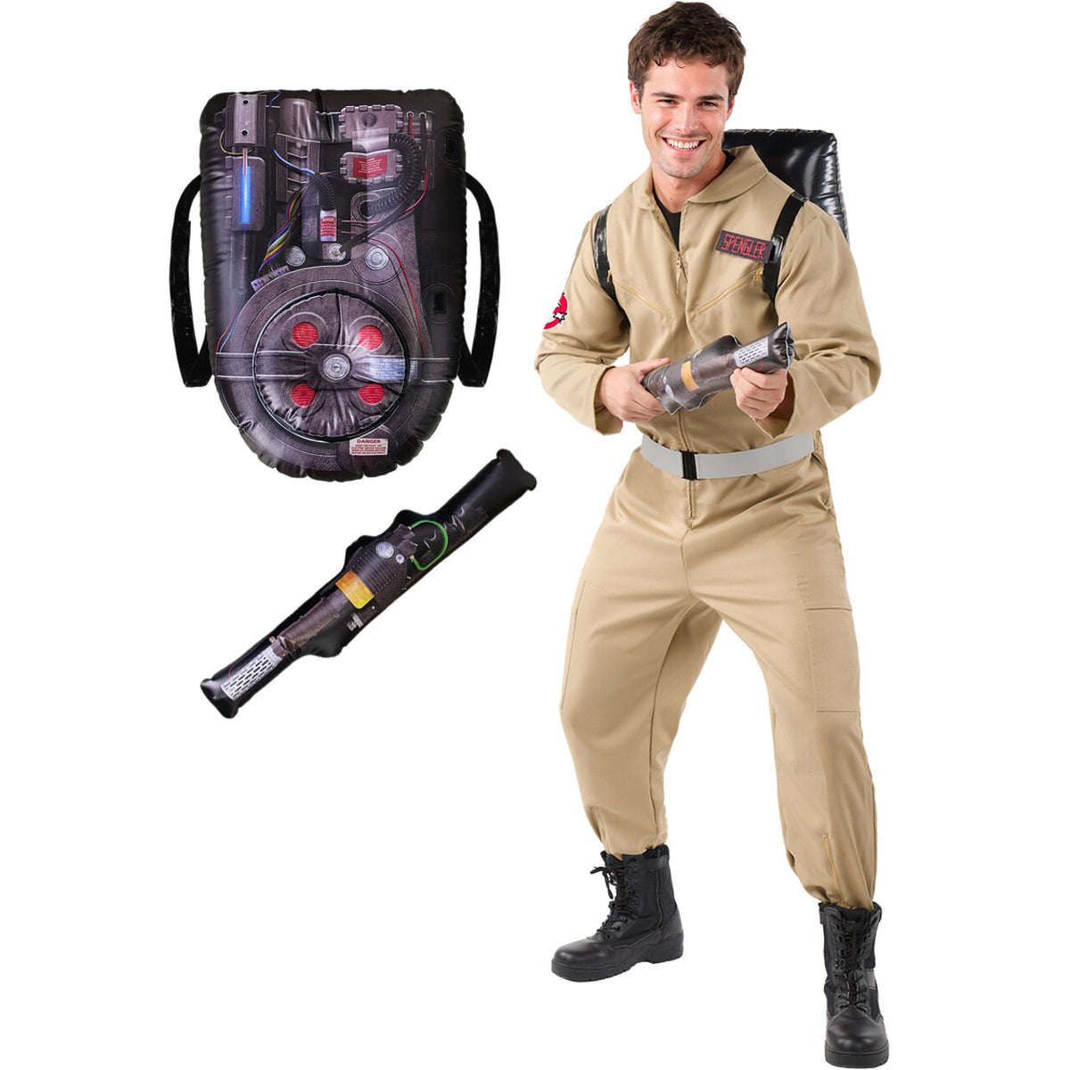 Op deze afbeelding zie je een Kostuums, van het merk Funidelia. Ghostbusters Time To Bust Ghosts Man Kostuum