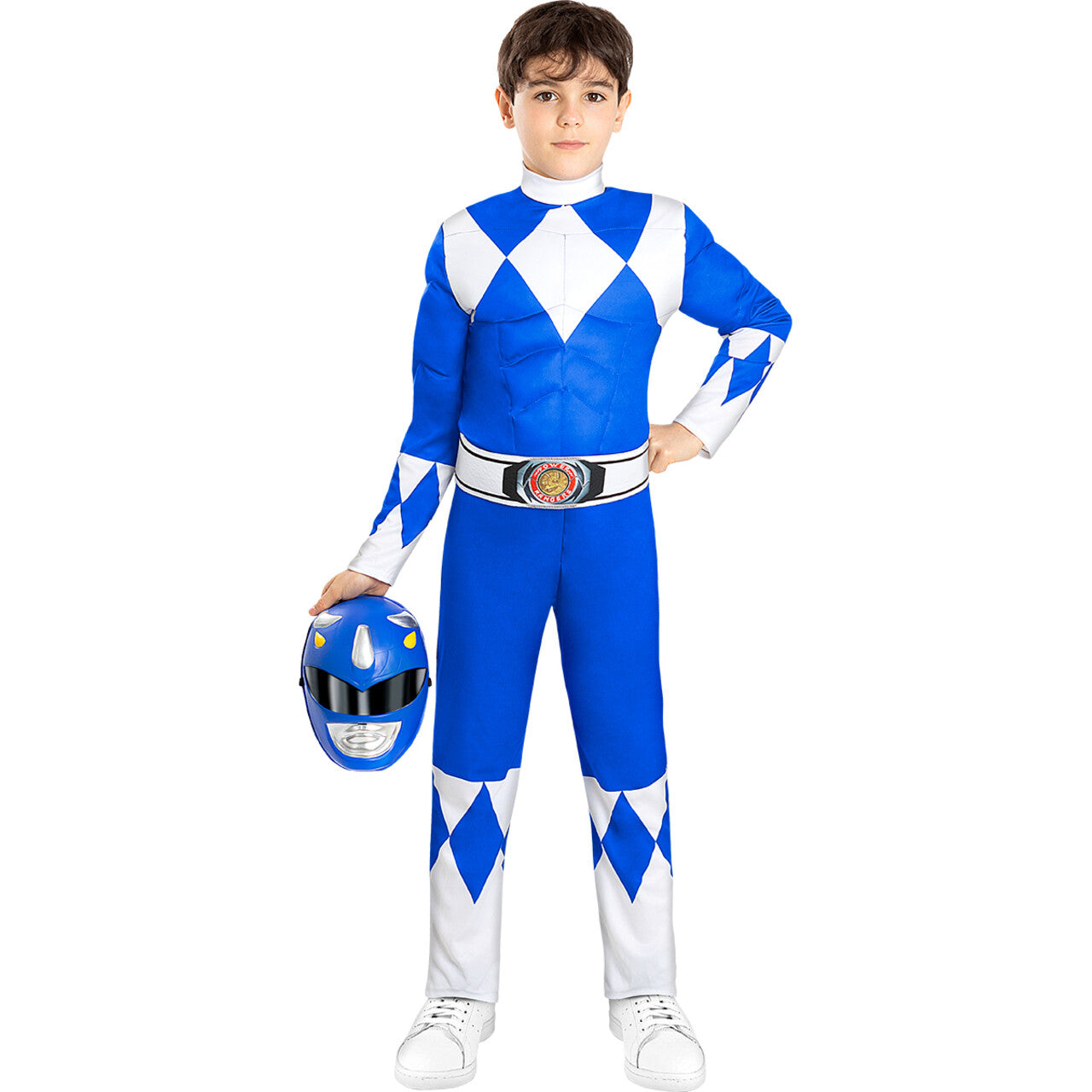 Op deze afbeelding zie je een Kostuums, van het merk Funidelia. Blauwe Power Ranger™ Billy Kind Kind Kostuum