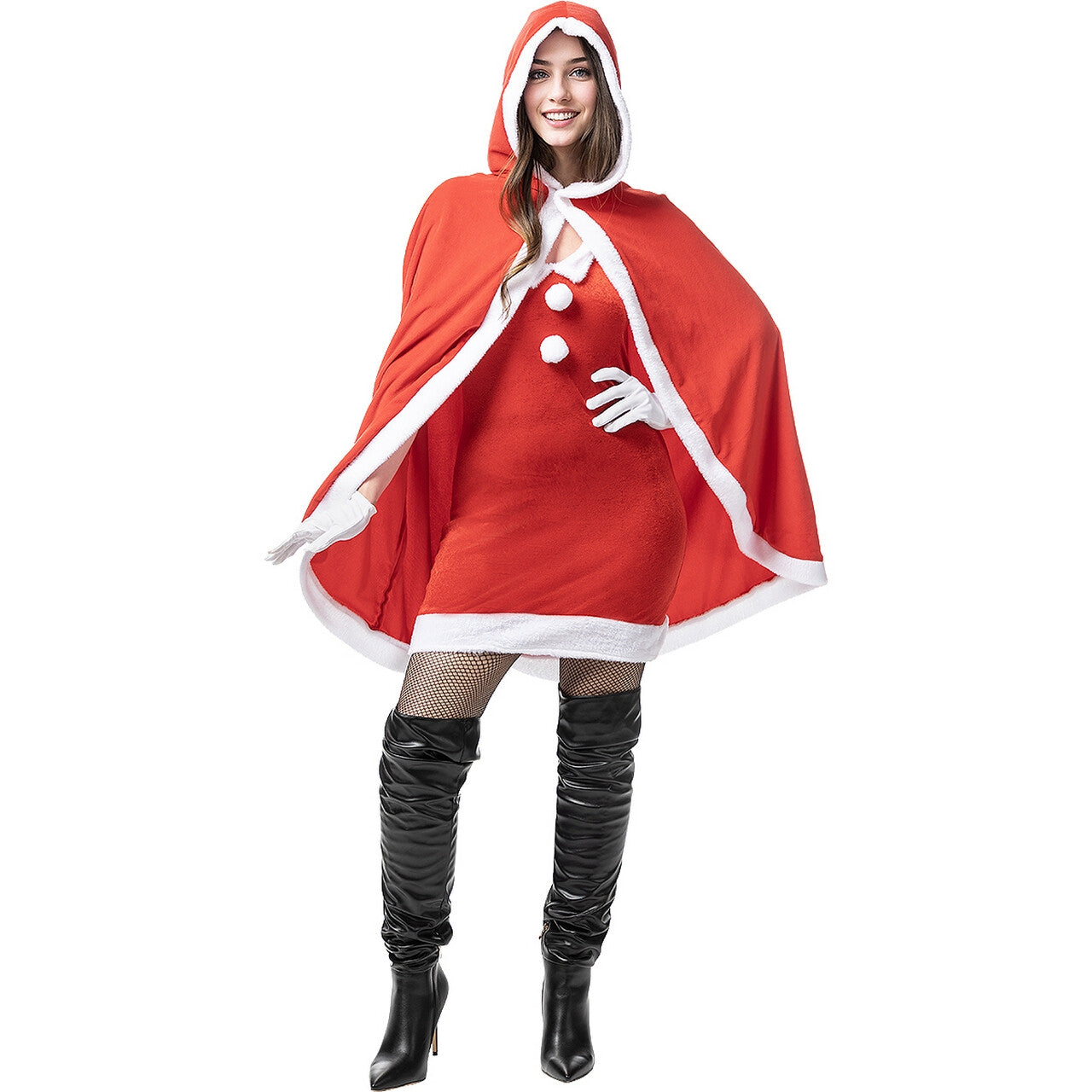 Op deze afbeelding zie je een Kostuums, van het merk Funidelia. Mooie Kerst Cape Mrs Claus Vrouw