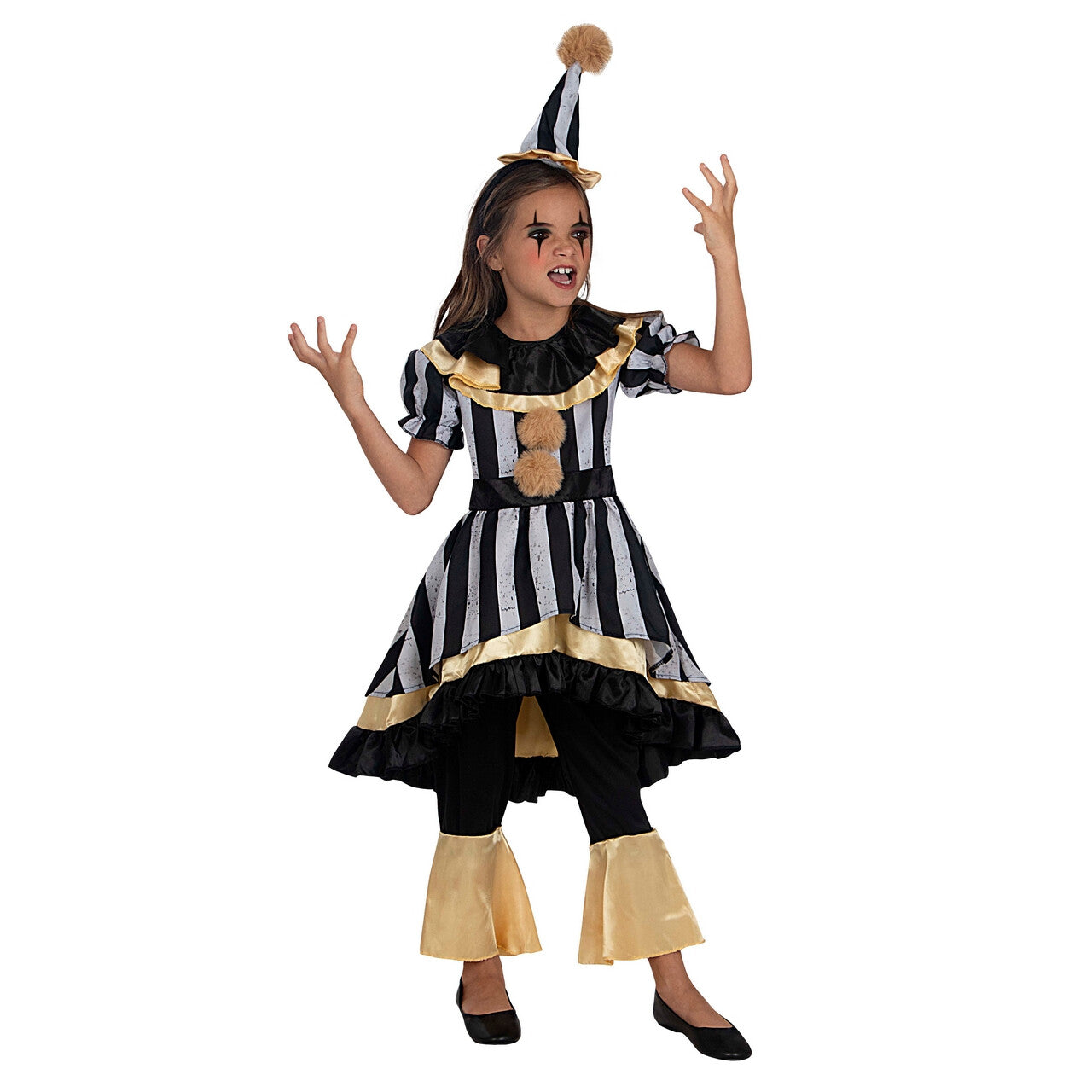 Op deze afbeelding zie je een Kostuums, van het merk Funidelia. Clowntje Pommelien Meisje Kostuum