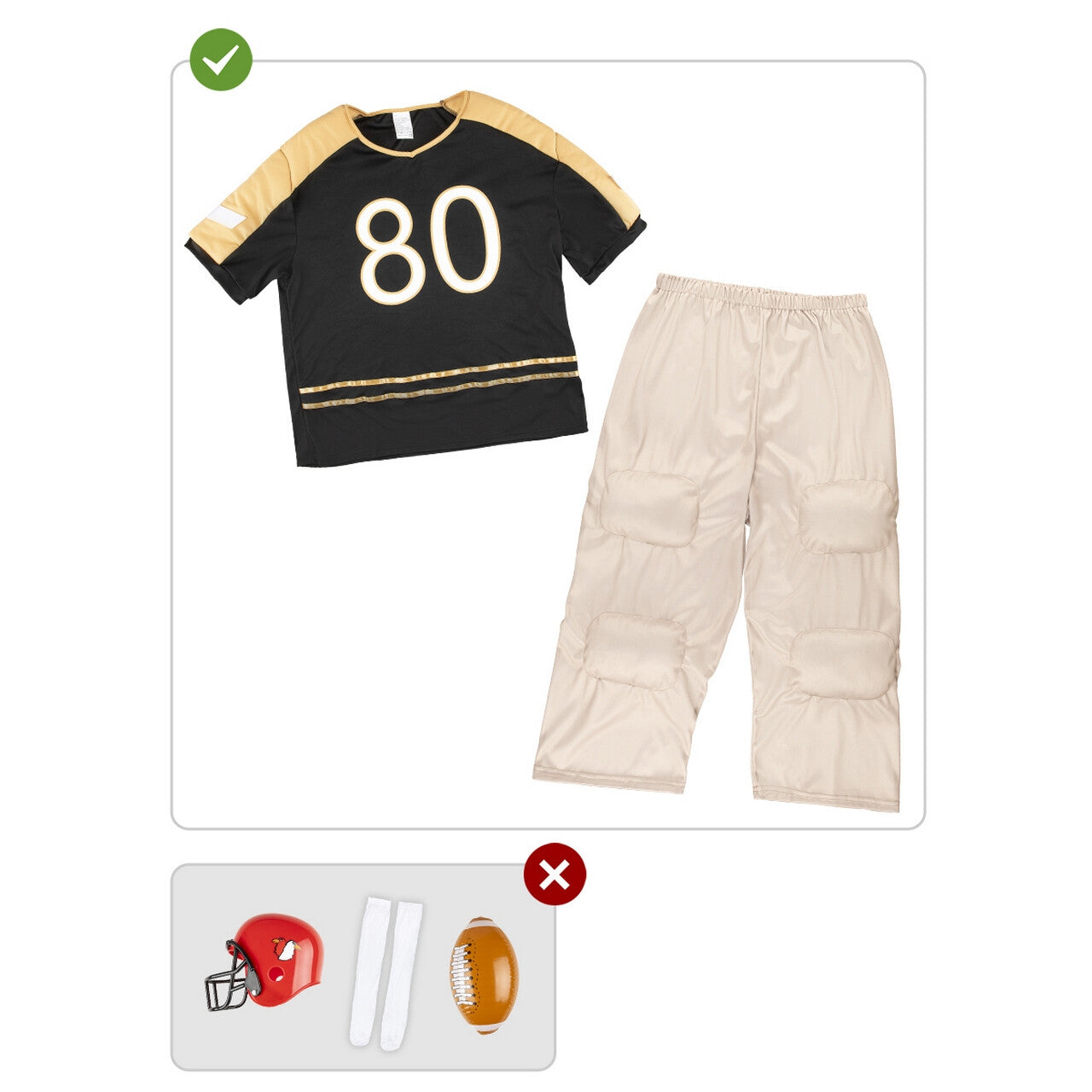 Op deze afbeelding zie je een Kostuums, van het merk Funidelia. American Football Speler 80 Yards Man Kostuum