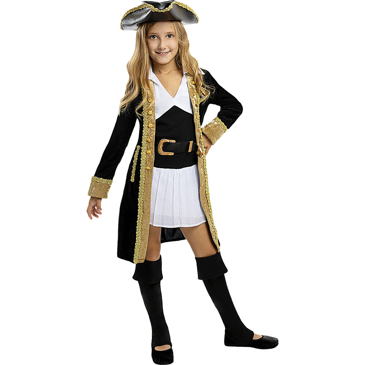 Op deze afbeelding zie je een Kostuums, van het merk Funidelia. Deluxe Koloniale Pip Piraat Meisje Kostuum