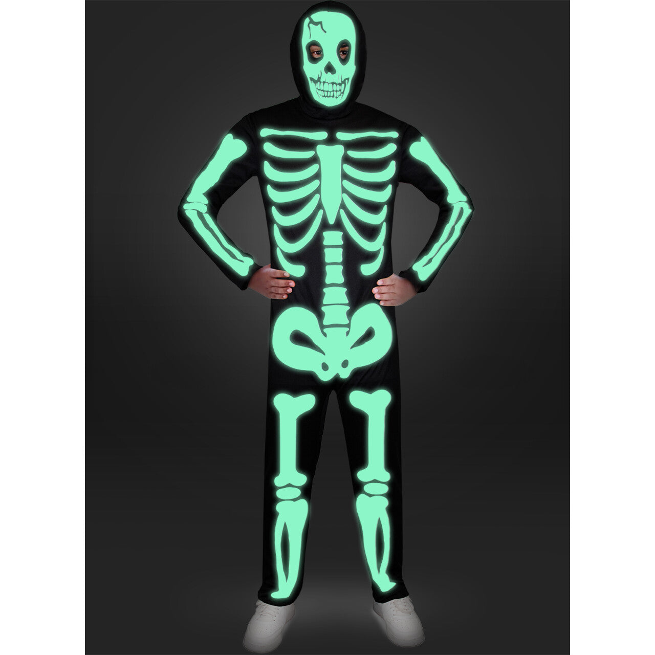 Op deze afbeelding zie je een Kostuums, van het merk Funidelia. Glow In The Dark Wandelend Skelet Kind Kostuum