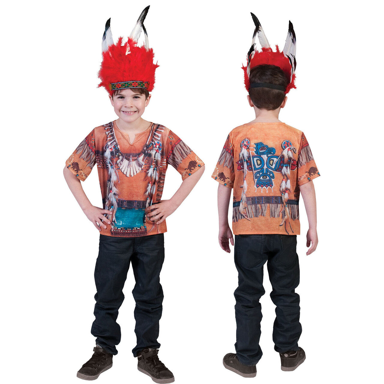 Op deze afbeelding zie je een Kostuums, van het merk Funny Fashion. 3d Shirt Indiaan Jongen
