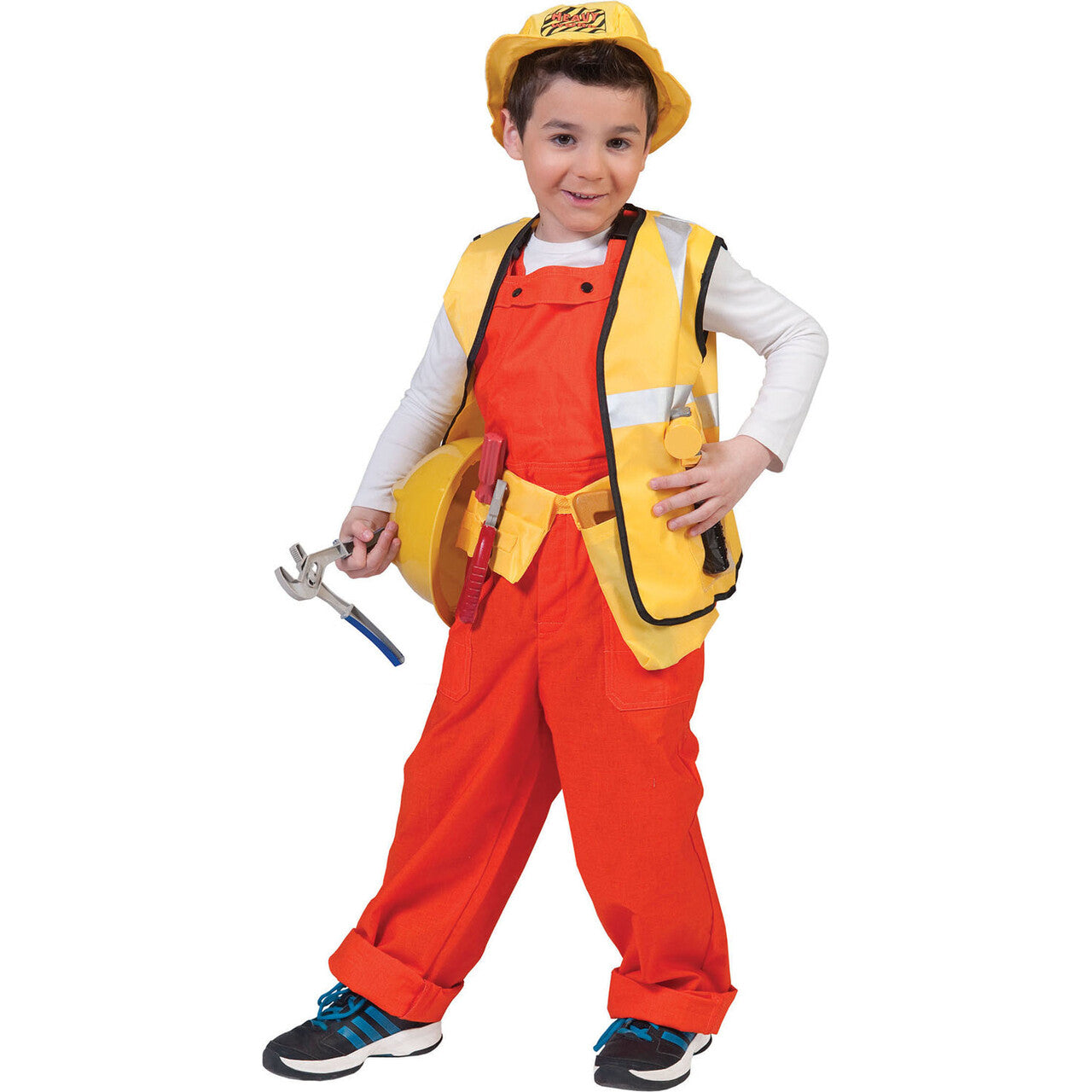 Op deze afbeelding zie je een Kostuums, van het merk Funny Fashion. Oranje Kinder Werkmans Overall Jongen Kostuum
