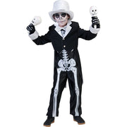 Op deze afbeelding zie je een Kostuums, van het merk Funny Fashion. Zwart Wit Skeletten Kostuum Bonny Skulla Jongen