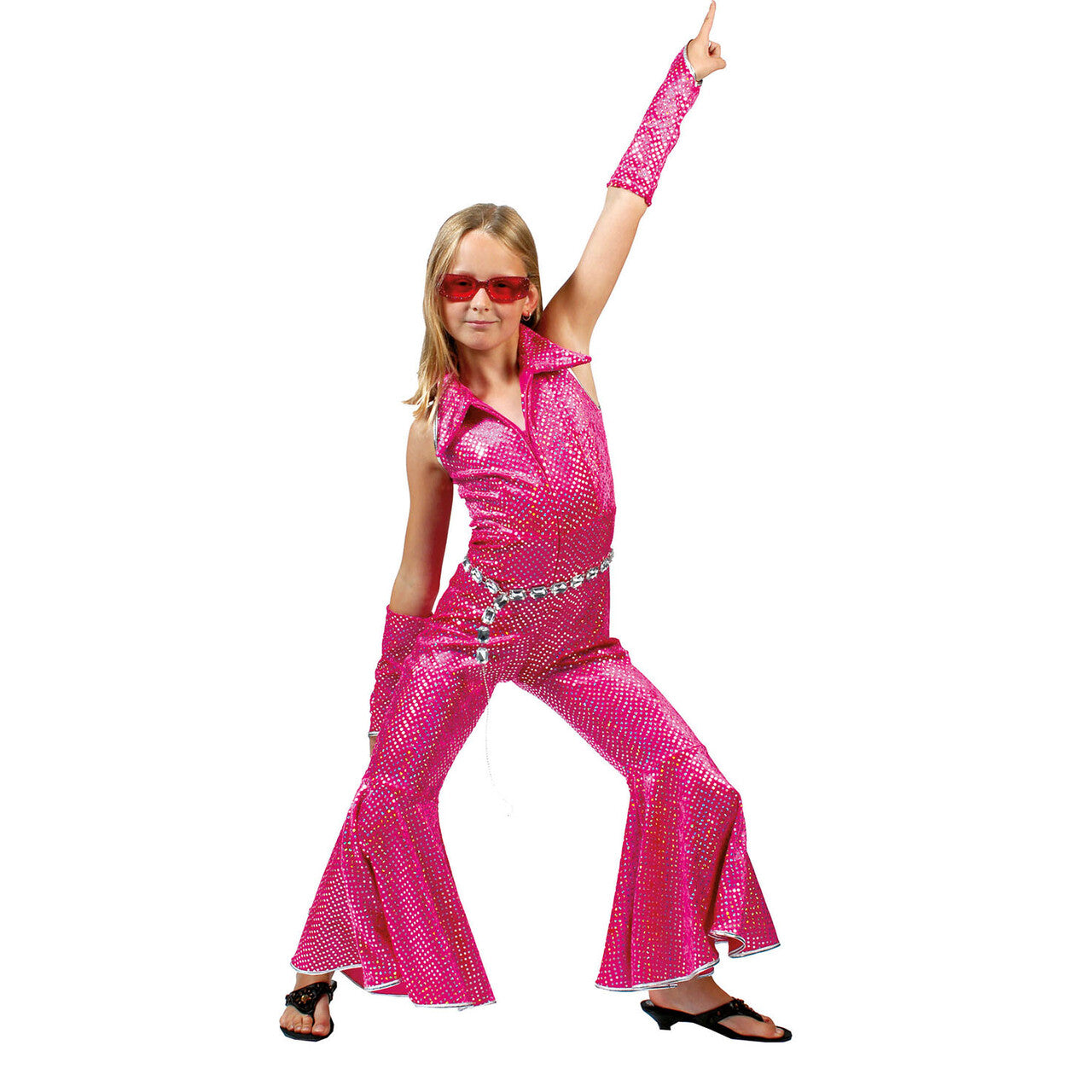 Op deze afbeelding zie je een Kostuums, van het merk Funny Fashion. Boogie Nights Pak Meisje