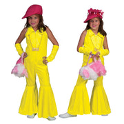 Op deze afbeelding zie je een Kostuums, van het merk Funny Fashion. Neon Geel Jumpsuit Meisje Kostuum