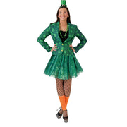 Op deze afbeelding zie je een Kostuums, van het merk Funny Fashion. Groene Geluksjas Vrouw