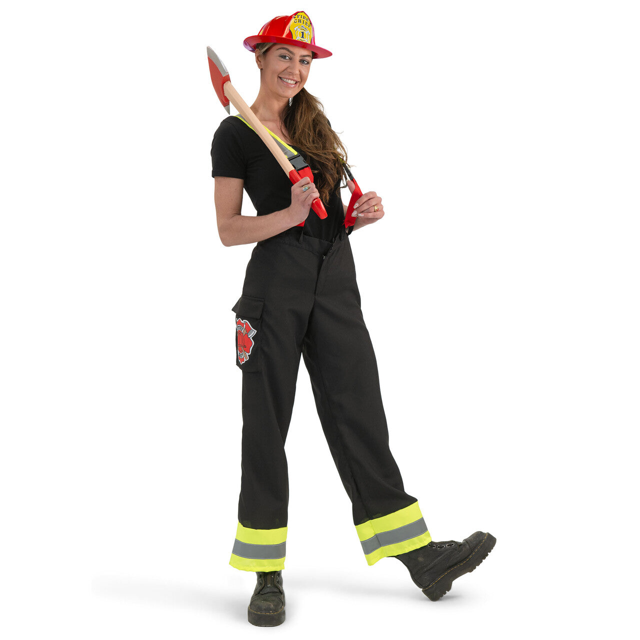 Op deze afbeelding zie je een Kostuums, van het merk Funny Fashion. Brandweervrouw Brenda Uitdebrand Kostuum