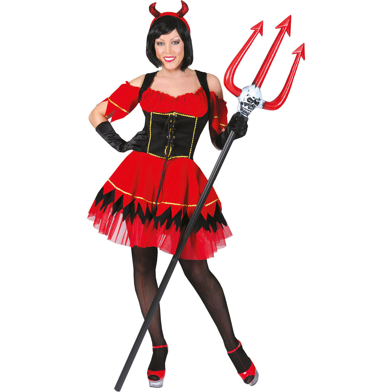 Op deze afbeelding zie je een Kostuums, van het merk Funny Fashion. Sexy Inferno Duivel Vrouw Kostuum