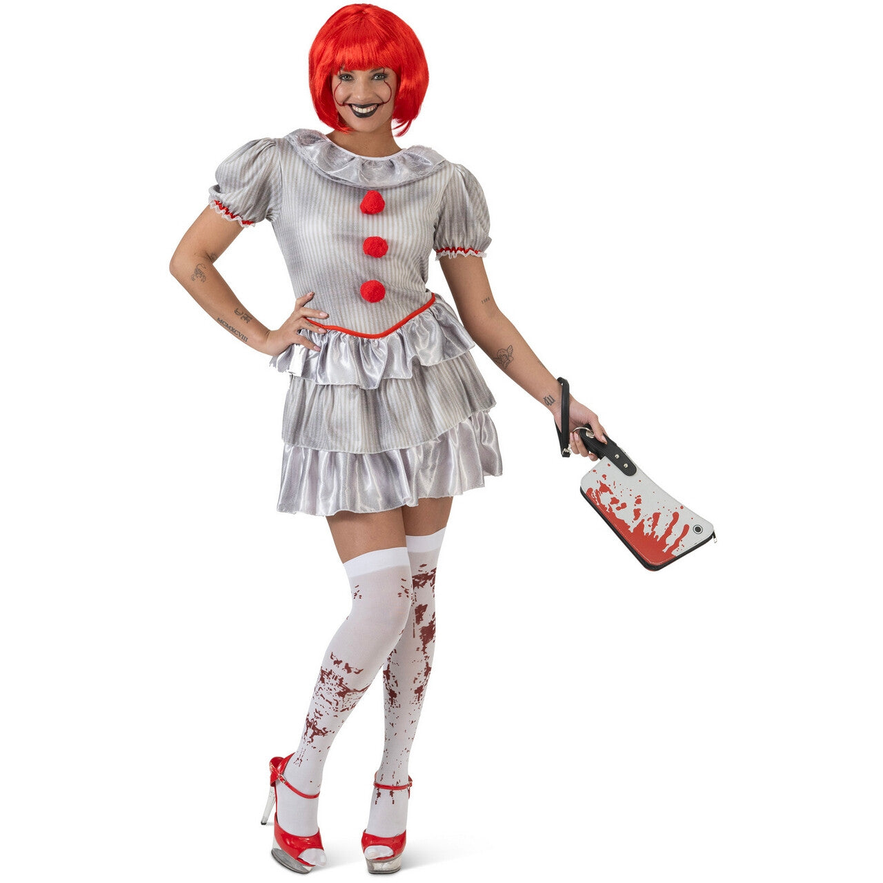 Op deze afbeelding zie je een Kostuums, van het merk Funny Fashion. Deadly Darla Clown Vrouw Kostuum