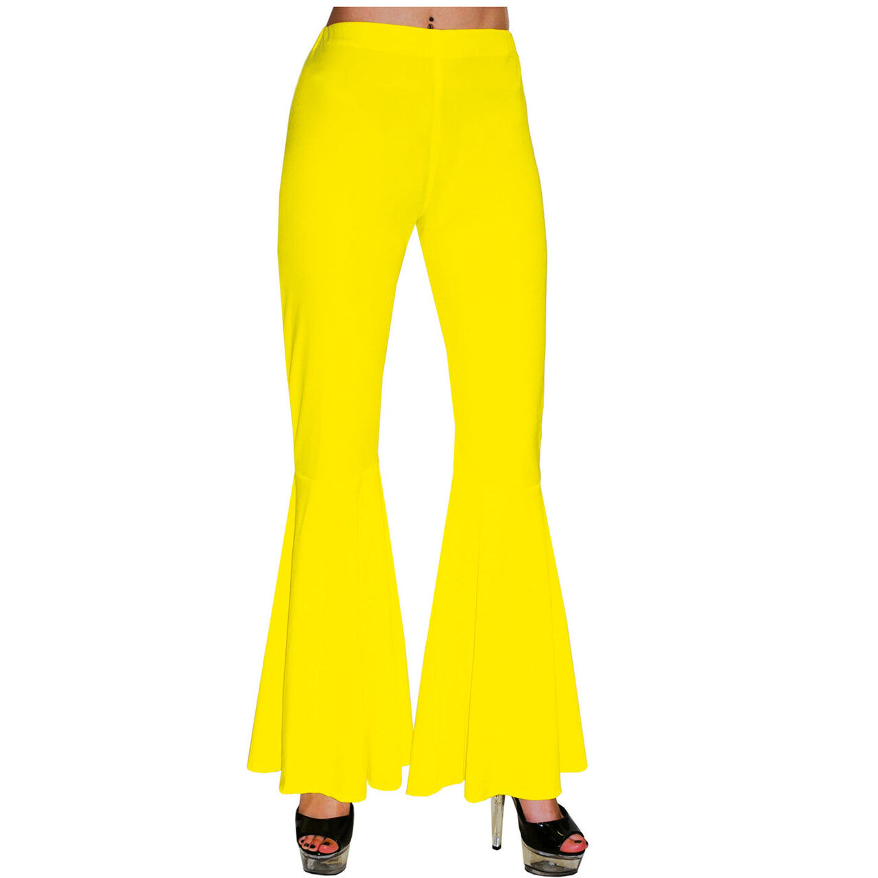 Op deze afbeelding zie je een Kostuums, van het merk Funny Fashion. Ibiza Hippie Broek Geel Vrouw