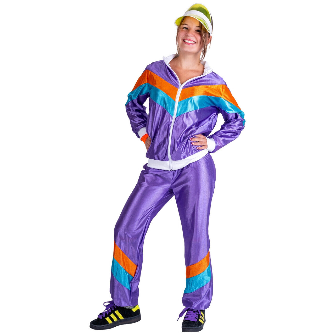 Op deze afbeelding zie je een Kostuums, van het merk Funny Fashion. Purple Power Jogging Vrouw Kostuum