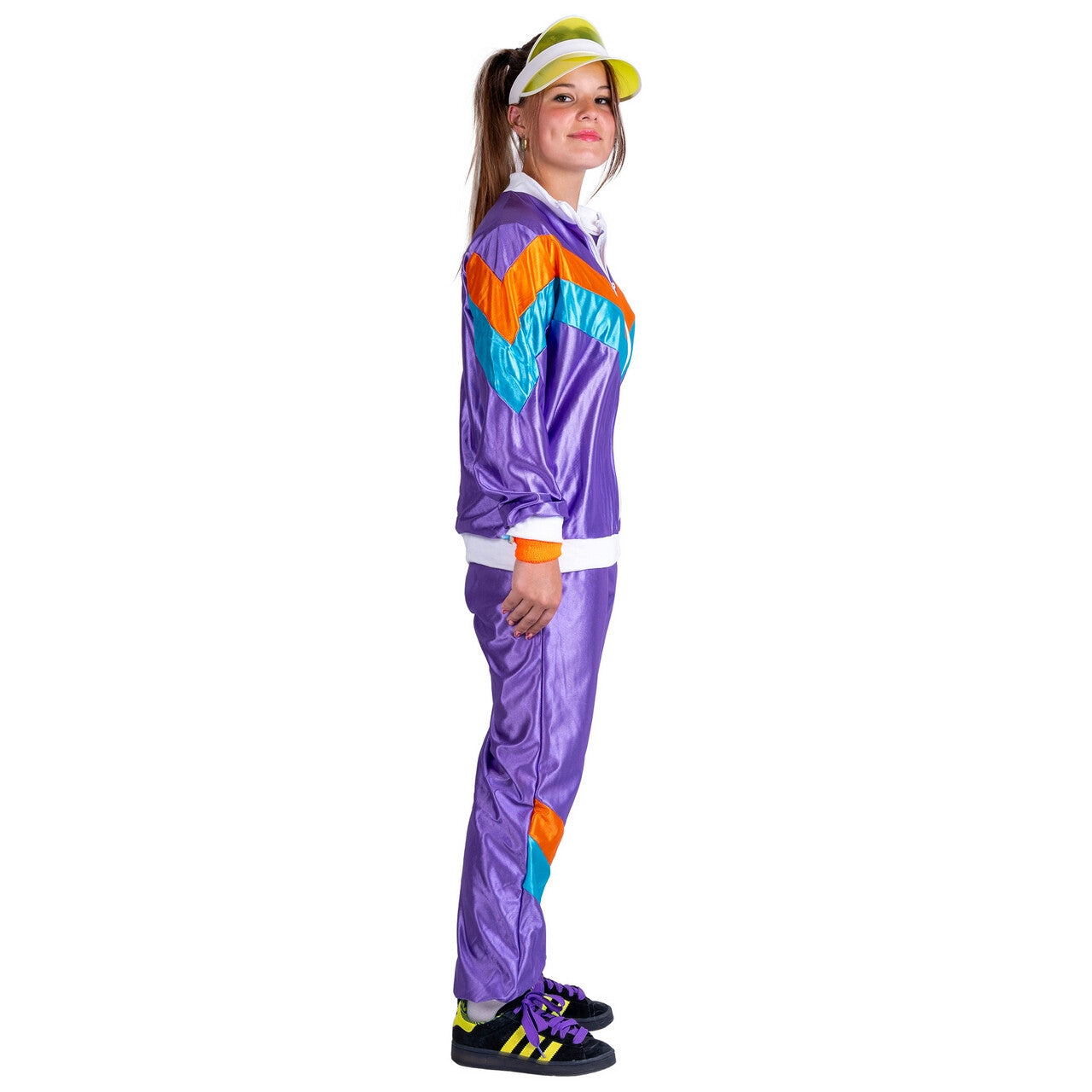Op deze afbeelding zie je een Kostuums, van het merk Funny Fashion. Purple Power Jogging Vrouw Kostuum
