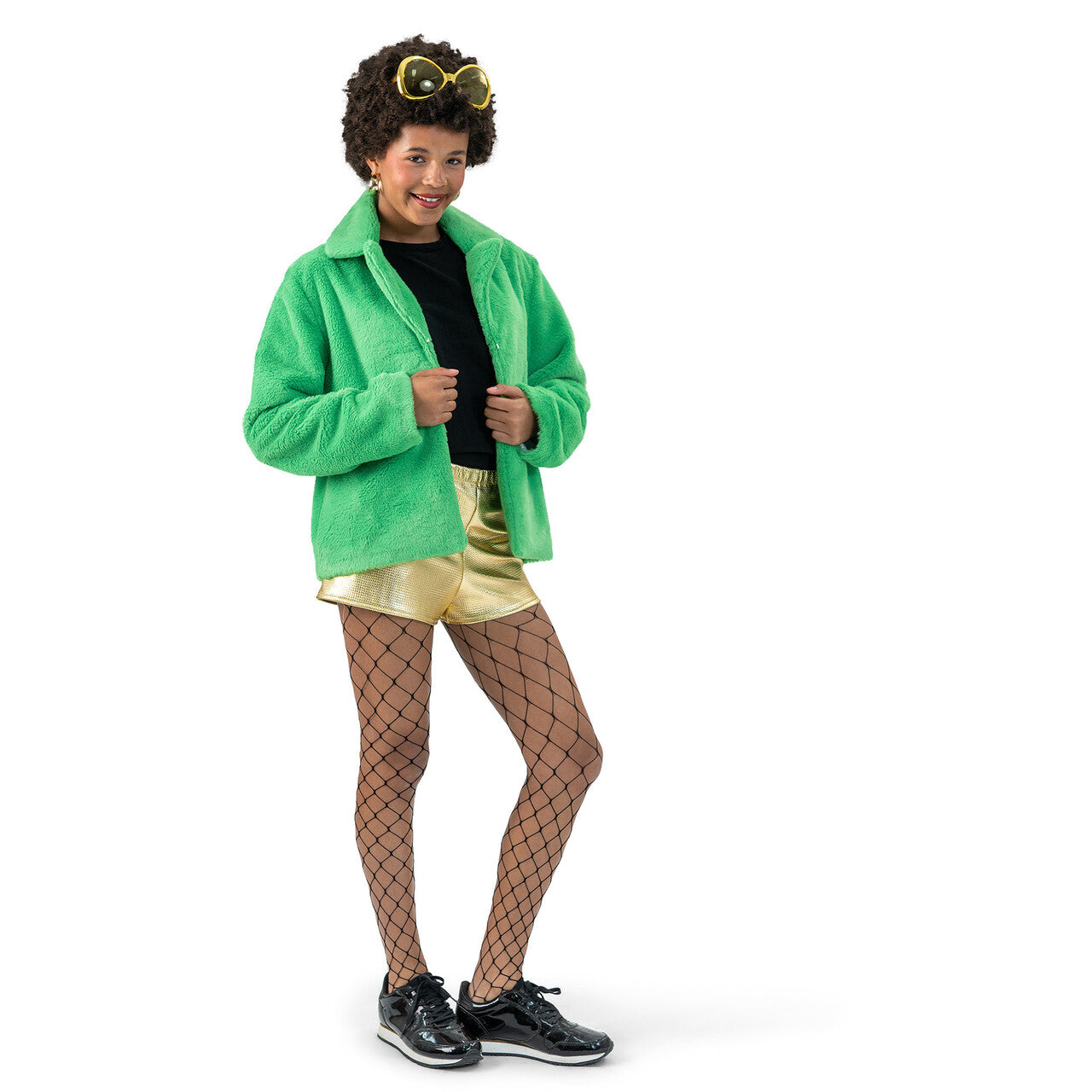 Op deze afbeelding zie je een Kostuums, van het merk Funny Fashion. Kikker Groene Fluffy Jas Vrouw