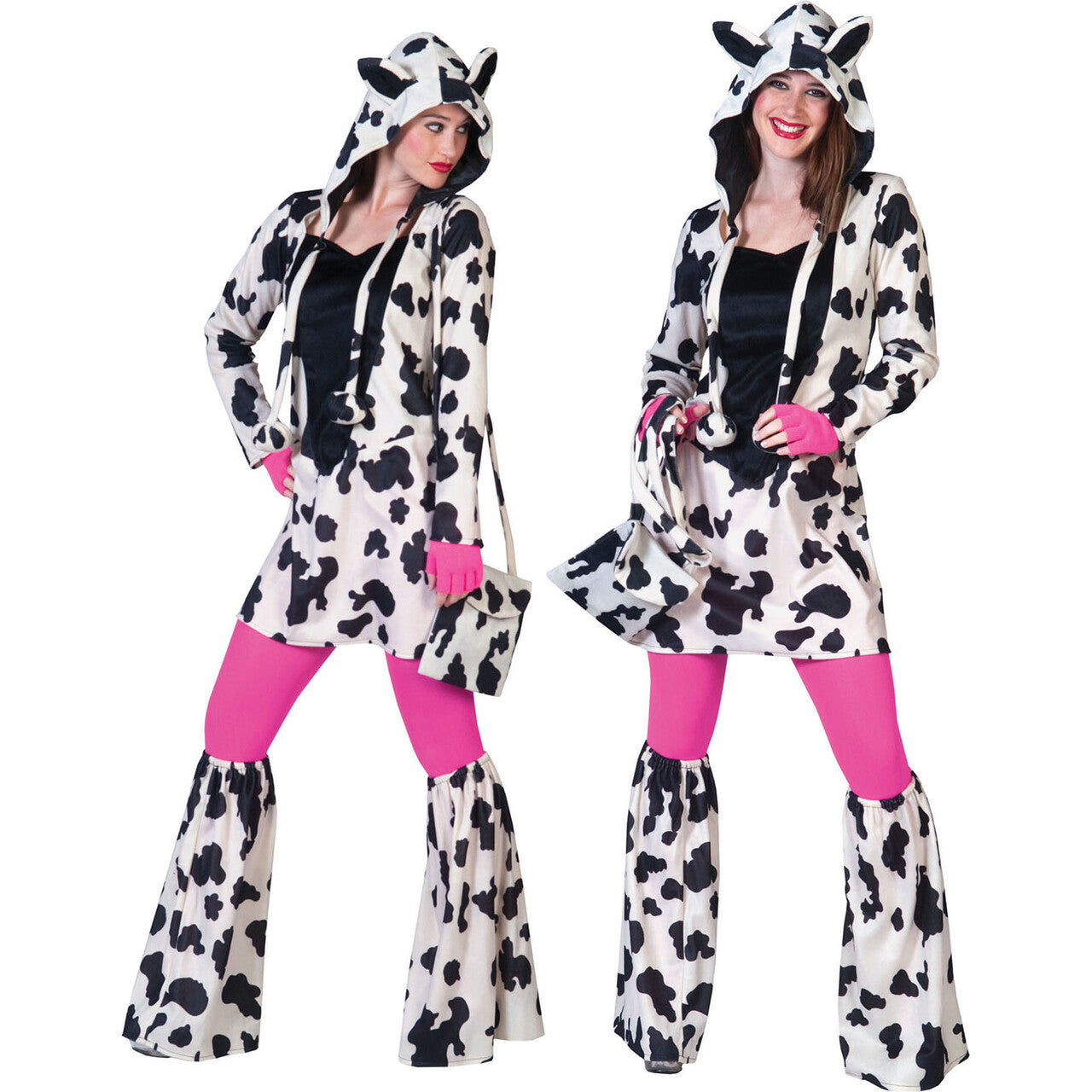 Op deze afbeelding zie je een Kostuums, van het merk Funny Fashion. Kranige Koe Jurk Vrouw