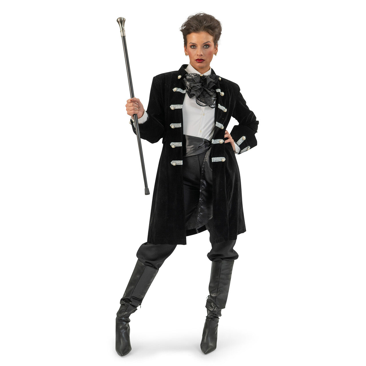 Op deze afbeelding zie je een Kostuums, van het merk Funny Fashion. Barok Jas Carla Zwart Vrouw