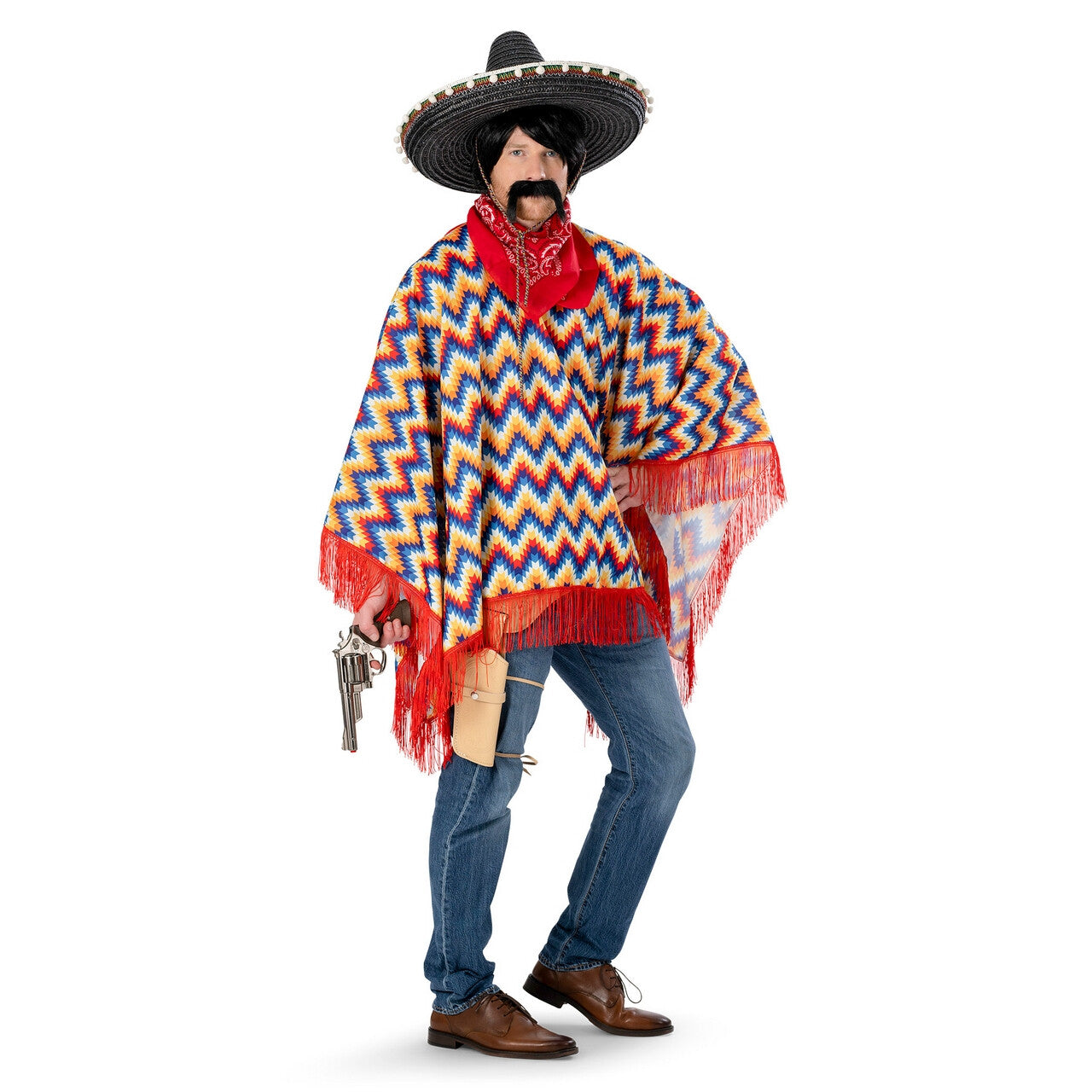 Op deze afbeelding zie je een Kostuums, van het merk Funny Fashion. Poncho Carmelito De Carlo Kostuum