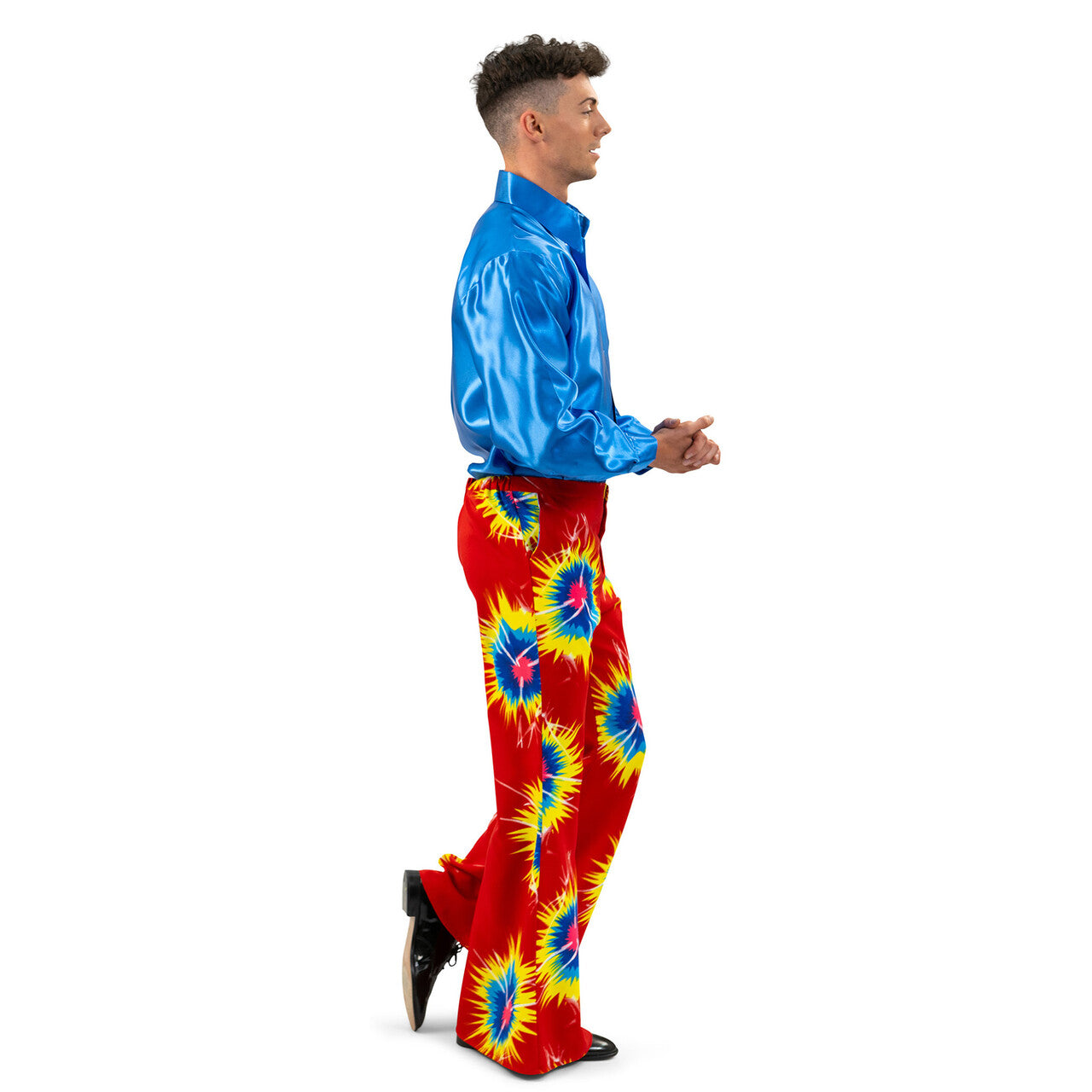 Op deze afbeelding zie je een Kostuums, van het merk Funny Fashion. Rode Wijde Hippie Broek Flash Man