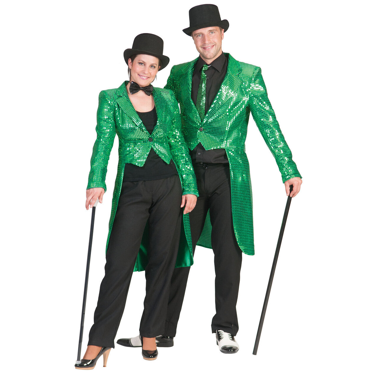 Op deze afbeelding zie je een Kostuums, van het merk Funny Fashion. Frackjas Groen Man Kostuum