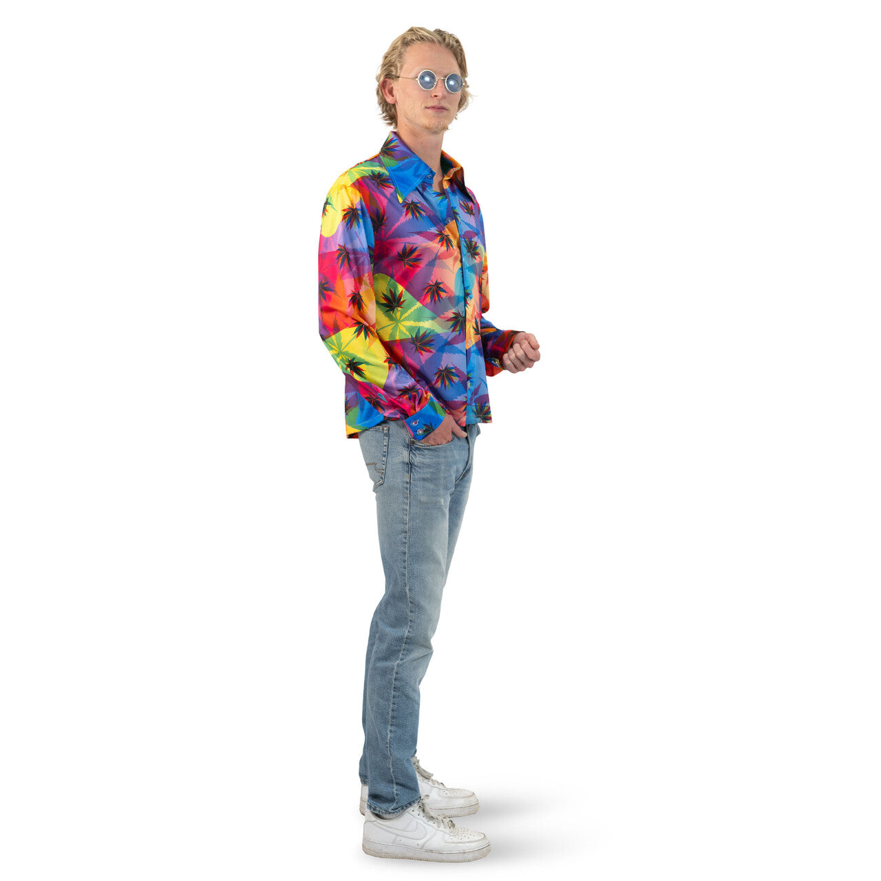 Op deze afbeelding zie je een Kostuums, van het merk Funny Fashion. Hippie High On Weed Shirt Man