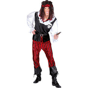 Op deze afbeelding zie je een Kostuums, van het merk Funny Fashion. Piraat Stripey Kostuum Man