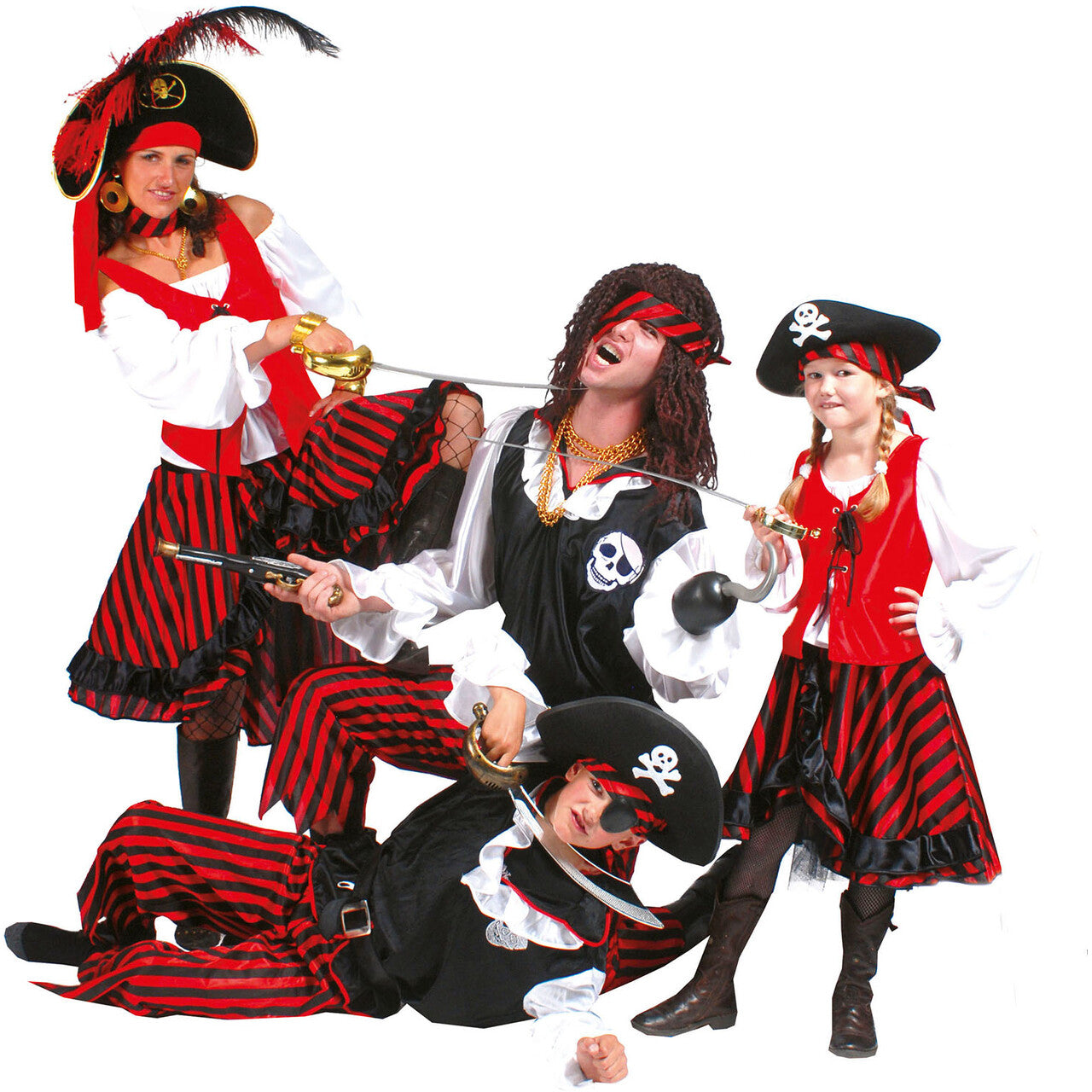 Op deze afbeelding zie je een Kostuums, van het merk Funny Fashion. Piraat Stripey Kostuum Man