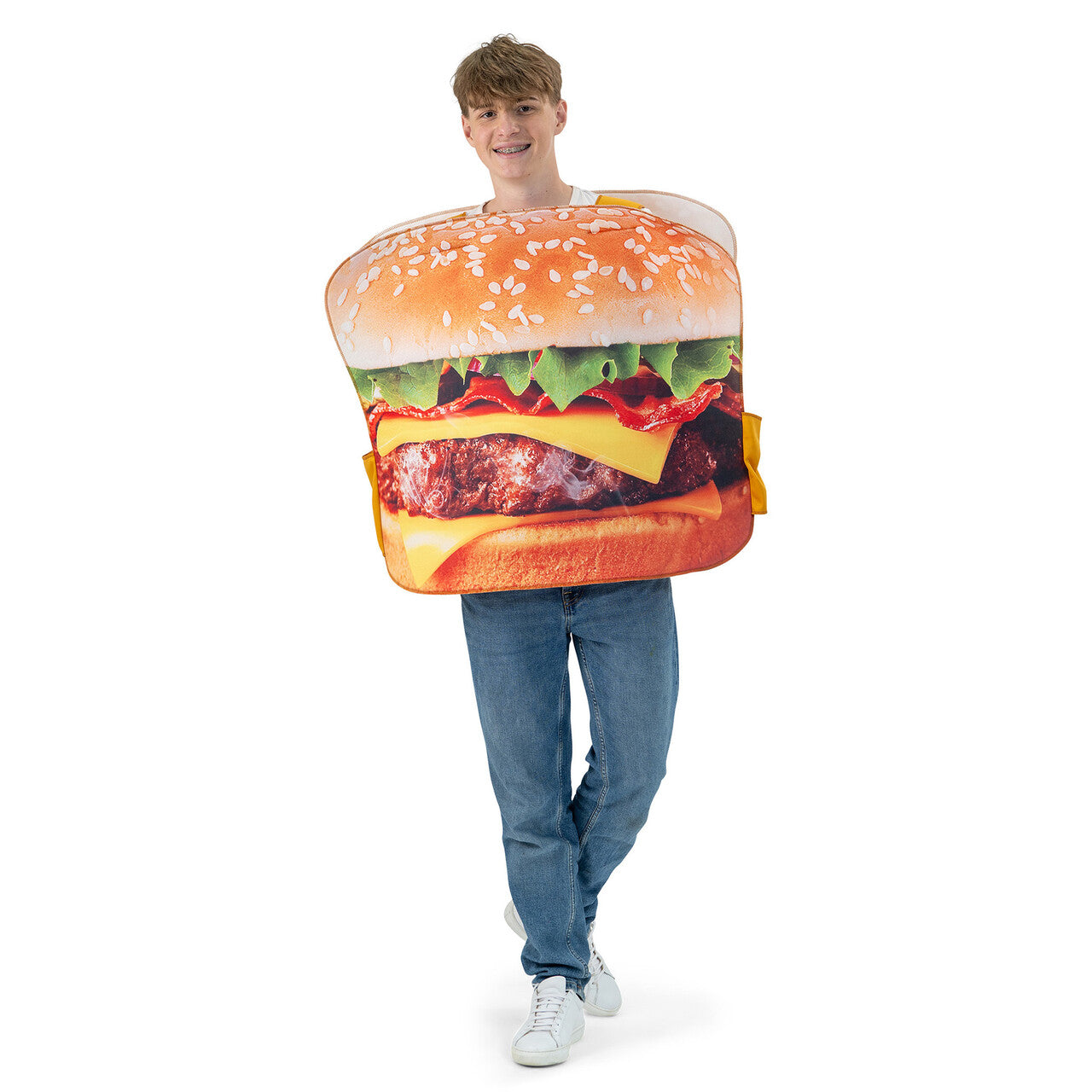 Op deze afbeelding zie je een Kostuums, van het merk Funny Fashion. Sappige Hamburger Kostuum