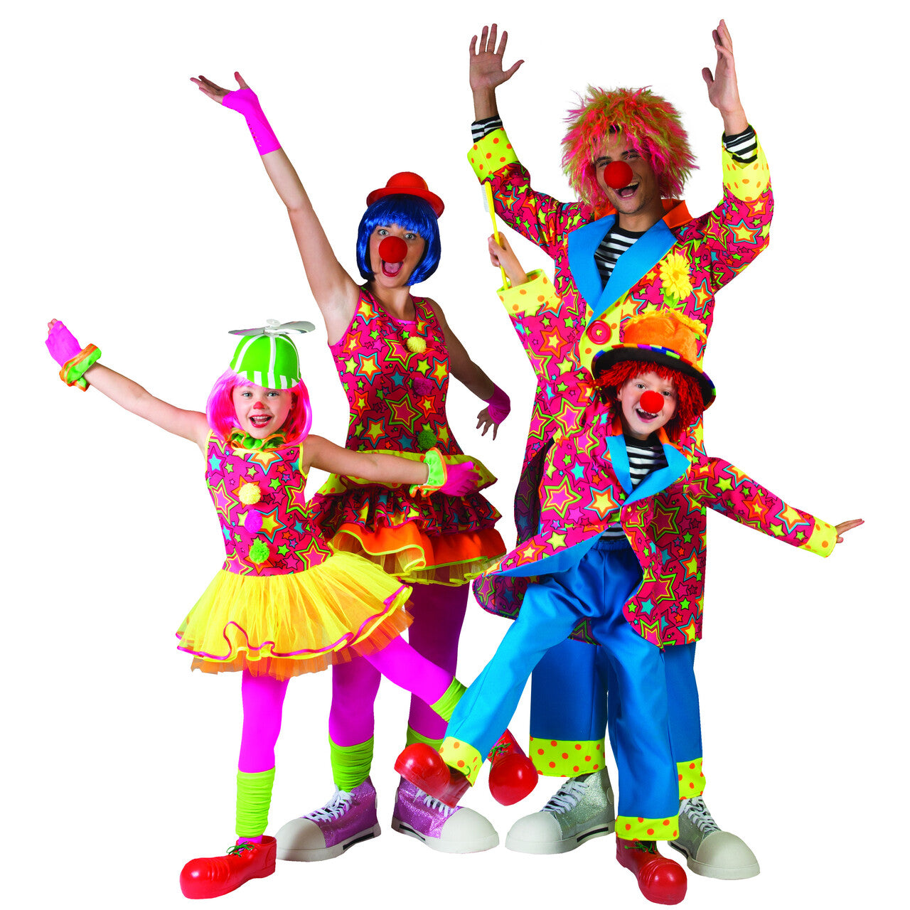 Op deze afbeelding zie je een Kostuums, van het merk Funny Fashion. Gekke Bonte Clown Meisje Kostuum