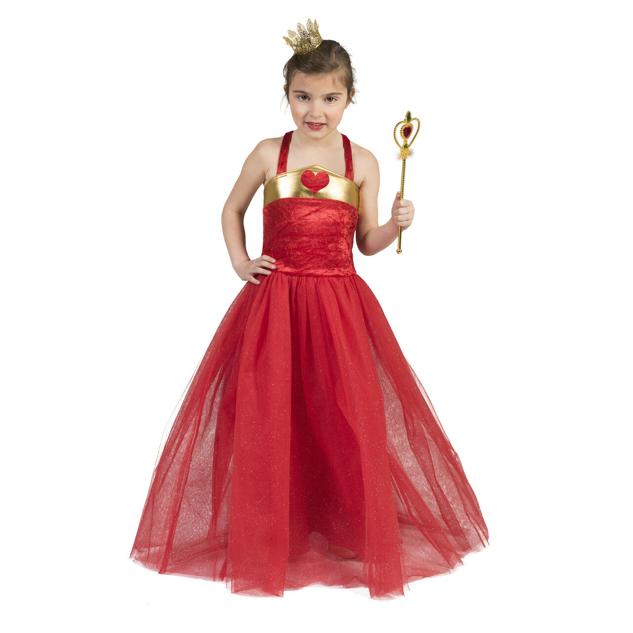 Op deze afbeelding zie je een Kostuums, van het merk Funny Fashion. Rode Koningin Ambrosia Prinses Jurk Meisje