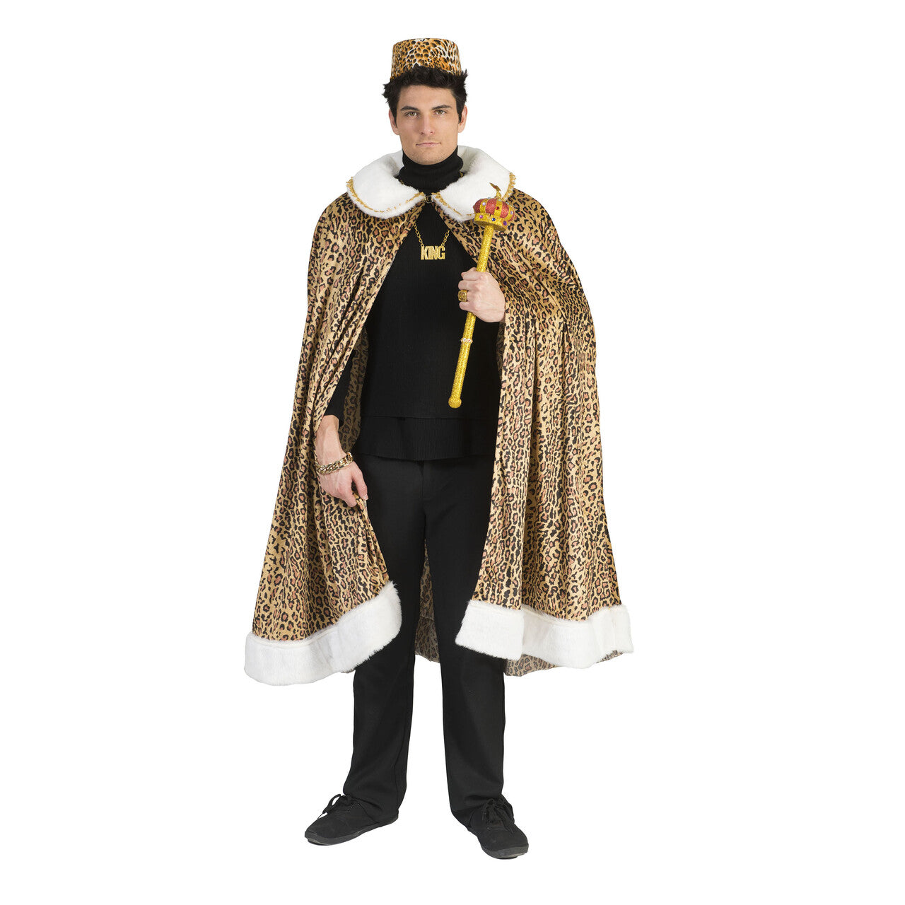 Op deze afbeelding zie je een Kostuums, van het merk Funny Fashion. Afrikaanse Bruine Koningsmantel Luipaard
