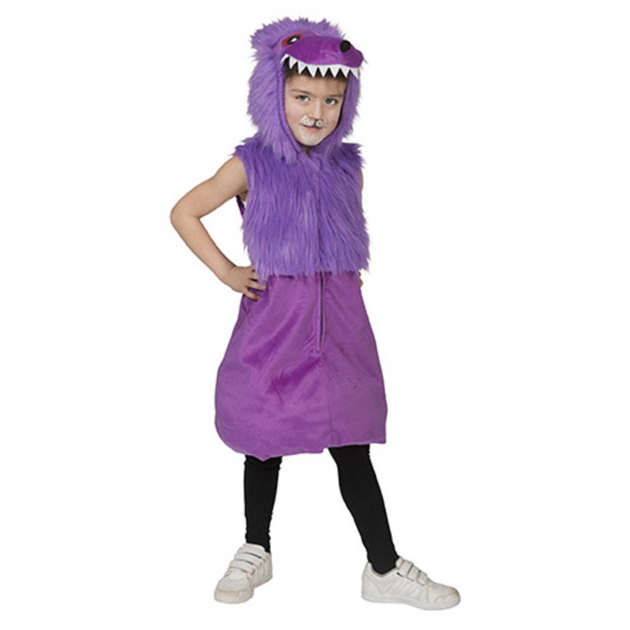 Op deze afbeelding zie je een Kostuums, van het merk Funny Fashion. Paarse Wollige Wolf Kind Kostuum