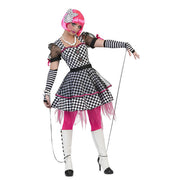 Op deze afbeelding zie je een Kostuums, van het merk Funny Fashion. Houterige Zwart Wit Marionet Vrouw Kostuum