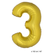 Op deze afbeelding zie je een Decoratie, van het merk Funny Fashion. Folie Cijfer Ballon Nummer 3 Goud XL 102cm (Leeg)