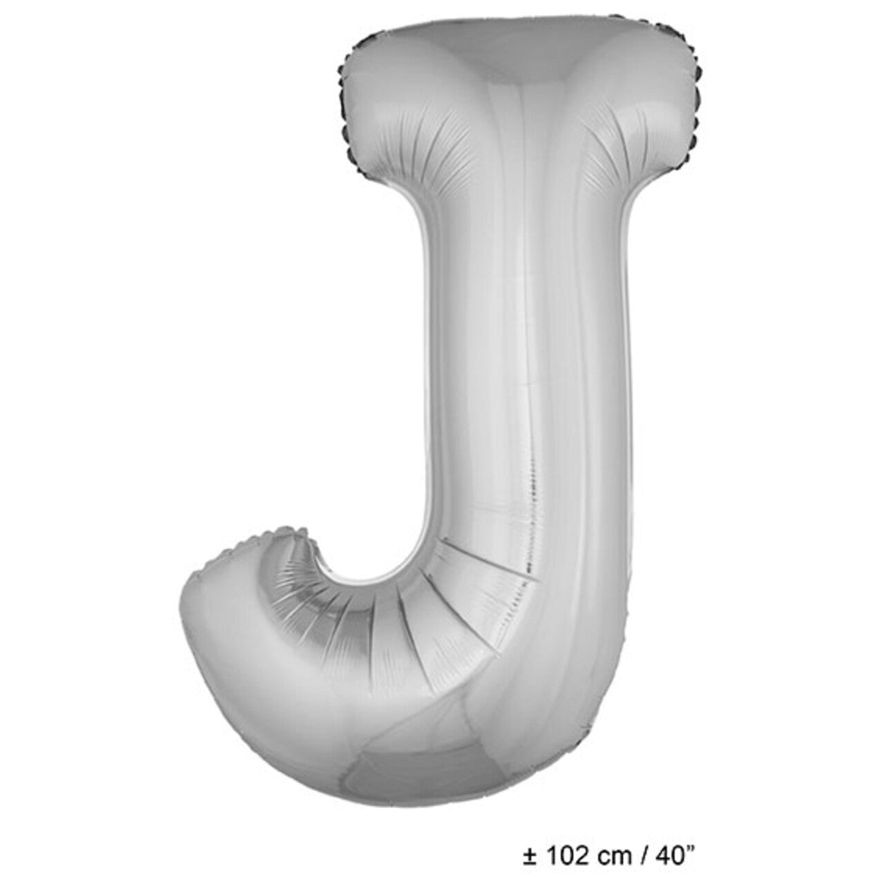 Op deze afbeelding zie je een Decoratie, van het merk Funny Fashion. Folie Ballon Letter J Zilver XL 102cm (Leeg)