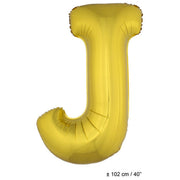 Op deze afbeelding zie je een Decoratie, van het merk Funny Fashion. Folie Ballon Letter J Goud XL 102cm (Leeg)