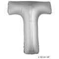 Folie Ballon Letter T Zilver XL 102cm (Leeg)