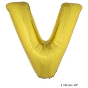 Op deze afbeelding zie je een Decoratie, van het merk Funny Fashion. Folie Ballon Letter V Goud XL 102cm (Leeg)