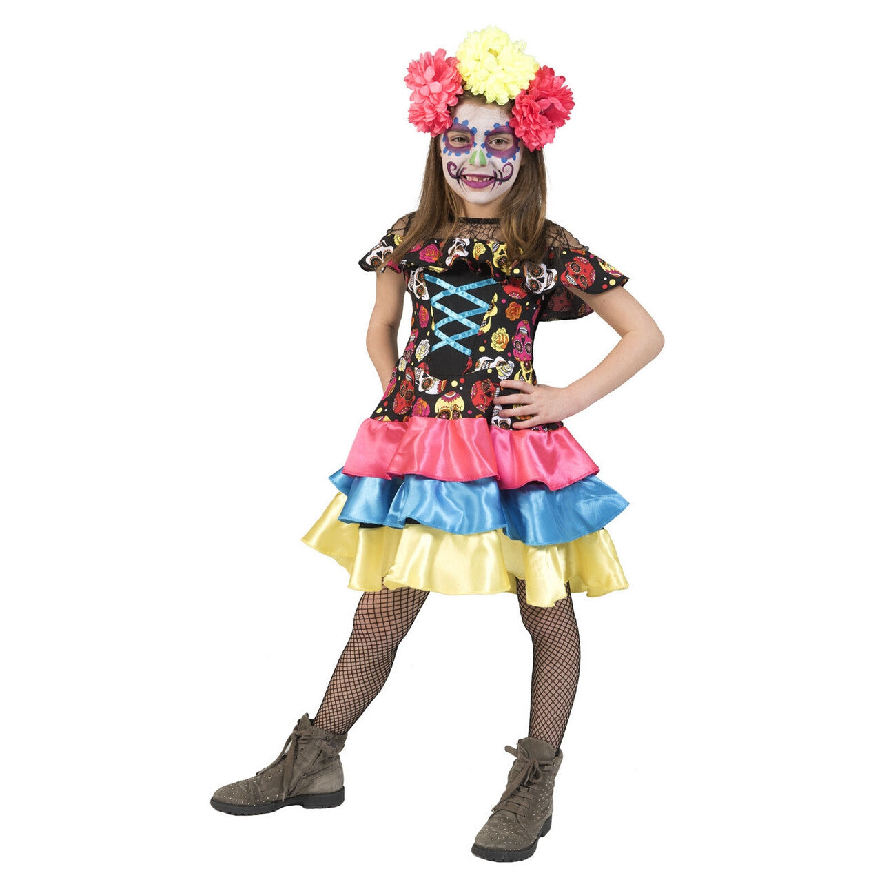 Op deze afbeelding zie je een Kostuums, van het merk Funny Fashion. Mexicaanse Meid Muerta Maria Meisje Kostuum